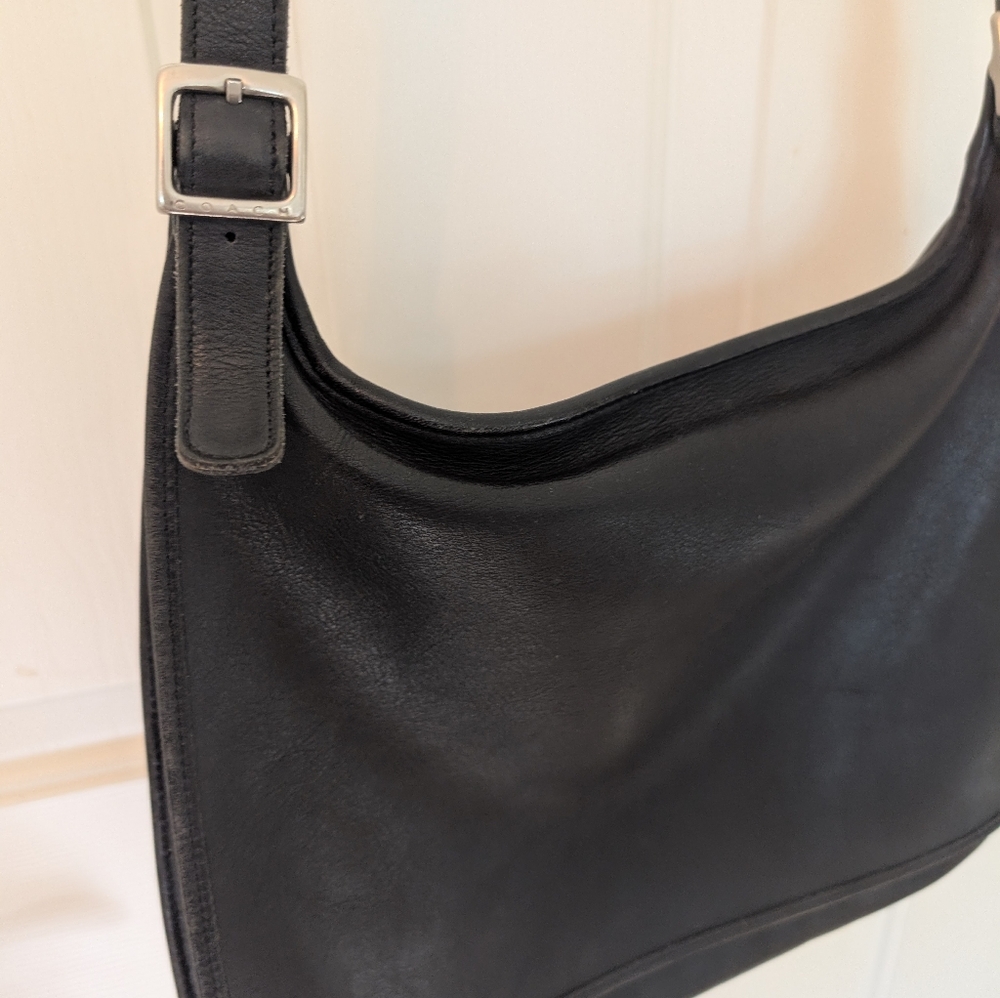 Coach Vintage Hippie Flap Saddle Soft Black Leather Large Crossbody Bag 9134 - Picture 2 of 14